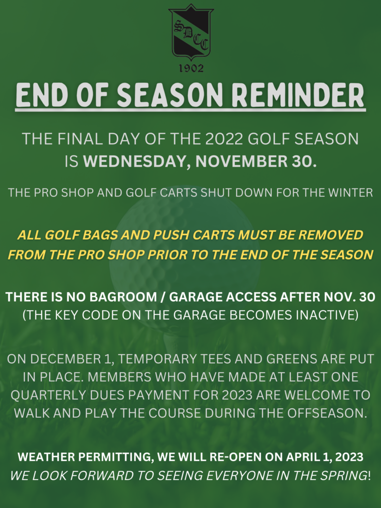 End of Season Reminder